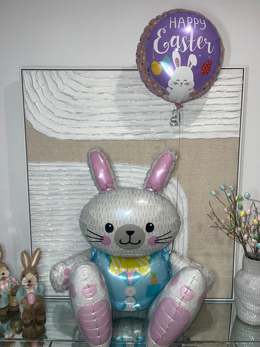 Sitting Bunny with Helium Easter Foil