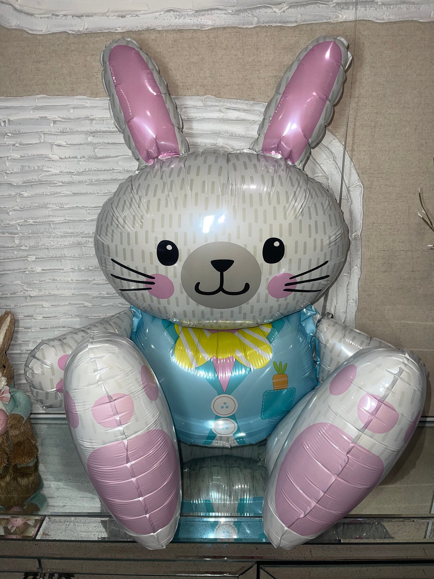 Sitting Bunny with Helium Easter Foil