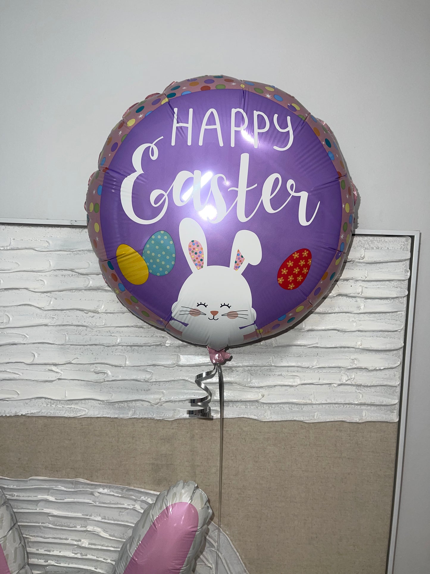 Sitting Bunny with Helium Easter Foil