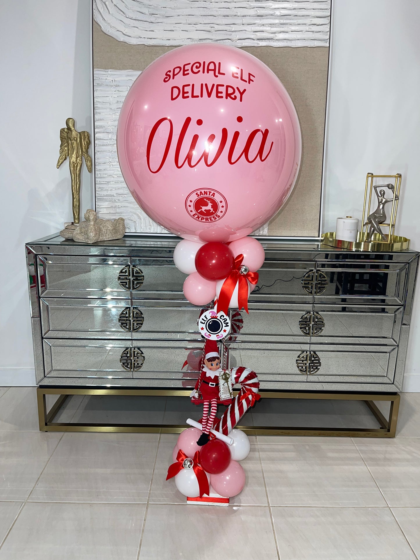 Pale Pink Elf Arrival Balloon Stand