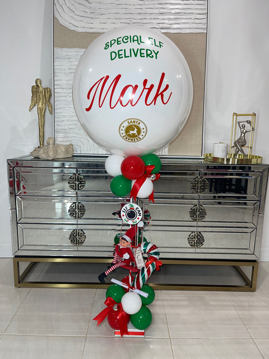 White Elf Arrival Balloon Stand